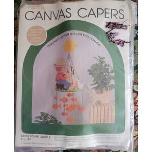 Leisure Arts Canvas Capers Gone Fishin' Mobile 3D #134 Needlepoint Kit Plastic